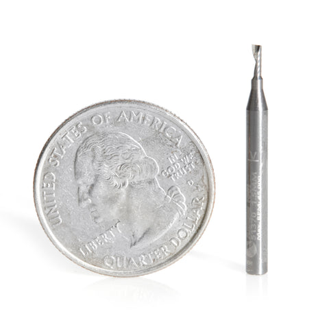 51370 Metric Solid Carbide CNC Spiral 'O' Single Flute, Aluminum Cutting 1.5mm Dia x 4mm x 3mm Shank x 30mm Long Up-Cut Router Bit - San Tools Dubai (image 1)