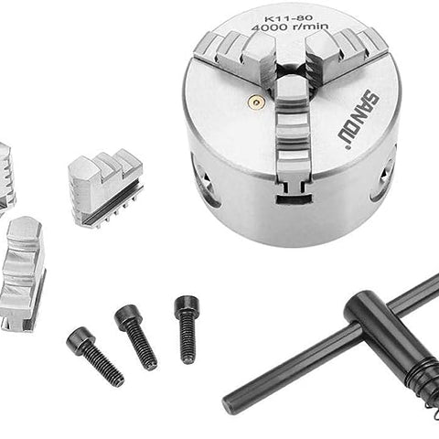 K11-80 3-Jaw Self-Centering Lathe Chuck,80 mm/3inch Manual Metal Chuck,for lathe machine tools,CNC Machine,etc - San Tools Dubai (image 1)