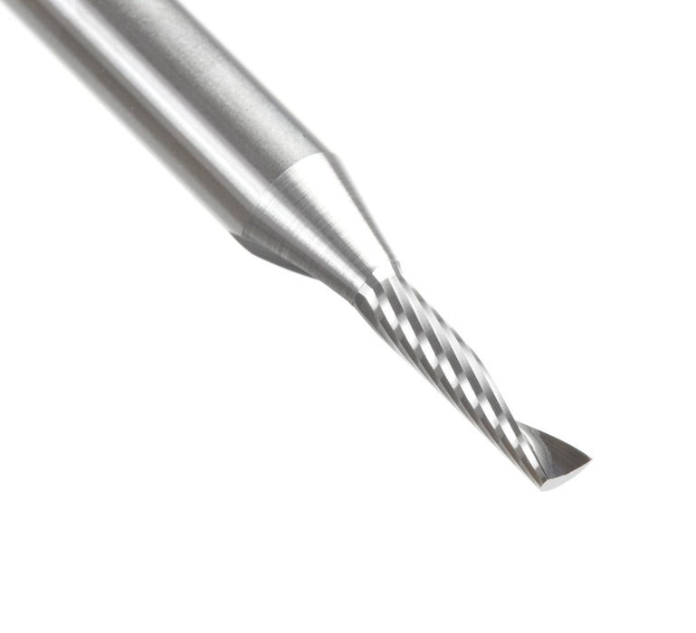 57302 Metric Solid Carbide CNC Spiral 'O' Single Flute, Aluminum Cutting 3mm Dia x 12mm x 6mm Shank x 64mm Long Up-Cut Router Bit