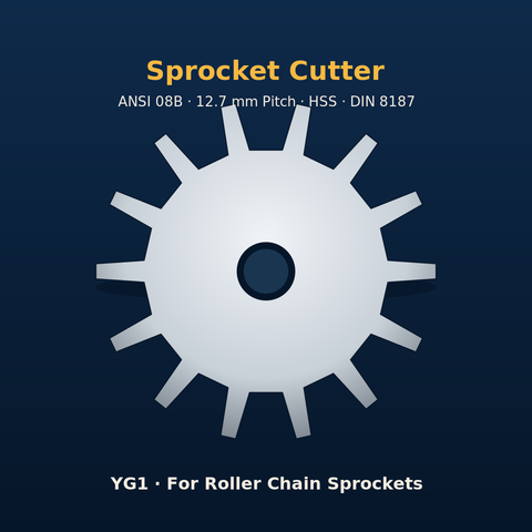 YG1 Sprocket Cutter ANSI 08B - 12.7 mm Pitch HSS