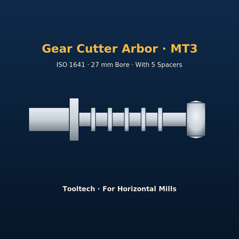 Tooltech Gear Cutter Arbor MT3 - 27 mm Bore with 5 Spacers