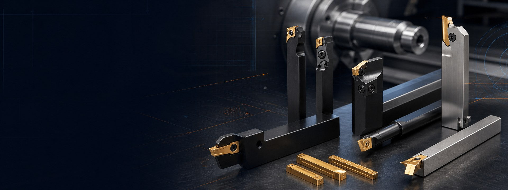 Parting and grooving lathe operation - clean cut-off action with carbide insert