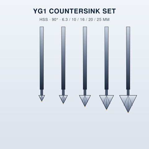 YG1 Countersink Set HSS 90° 5-Pc UAE