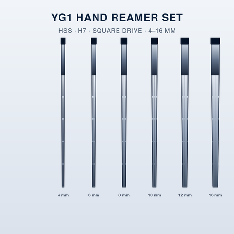 YG1 Hand Reamer Set HSS H7 Square-Drive 4-16mm UAE