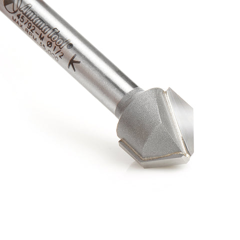 Amana-M Carbide Tipped Double Edge Folding V-Groove 90 Deg x 2.286mm (0.090 Inch) Tip Width x 12.7mm (1/2) Dia x 5.159375mm (13/64) x 6mm Shank — Amana — Dubai UAE